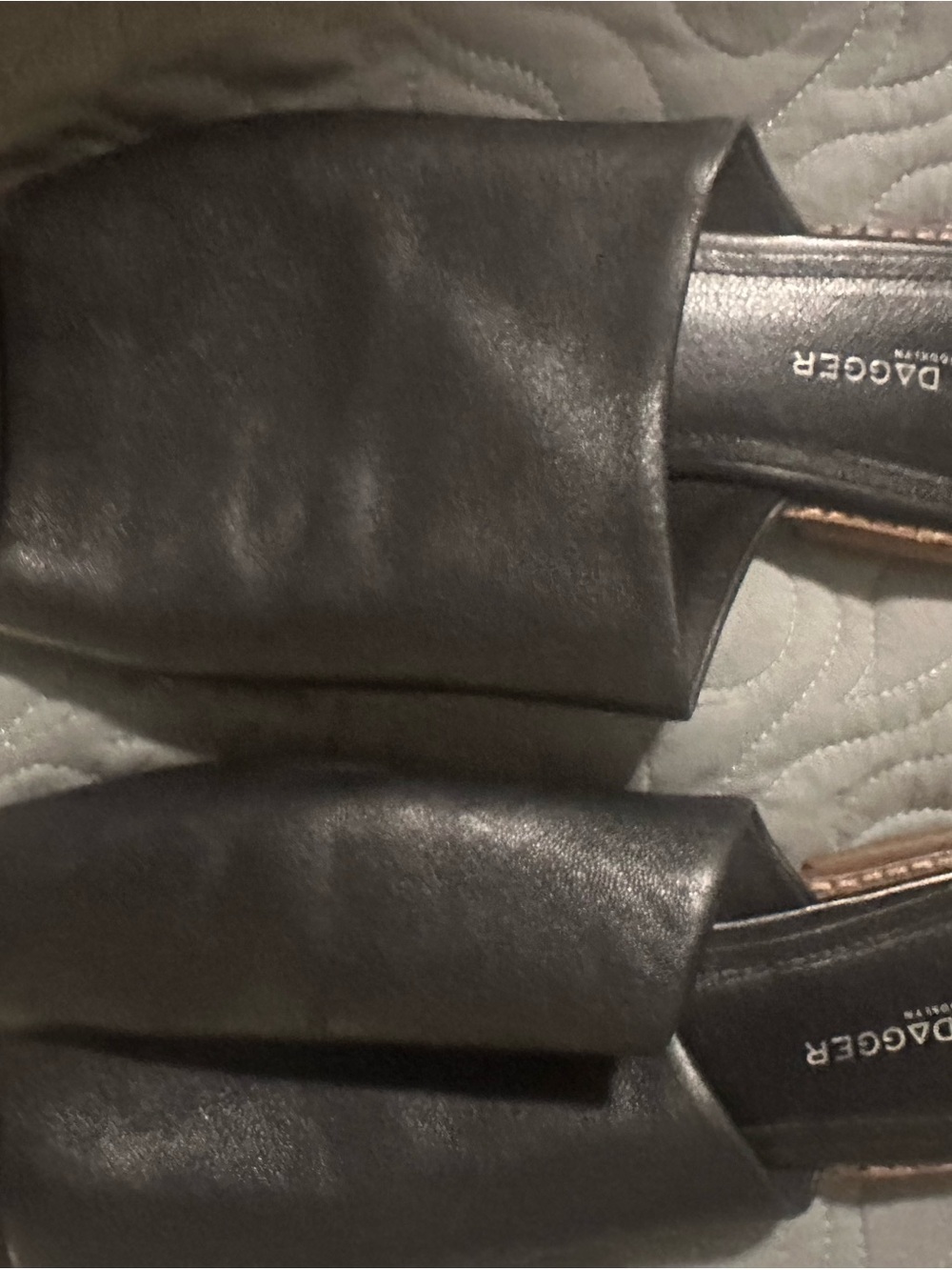 Kelsi Dagger Black Leather Slide Mules